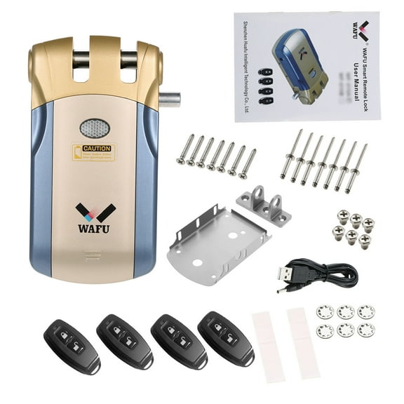 AREALER WF-018 Wireless Remote Control Lock Invisible Keyless Door Entry Intelligent Lock Zinc Alloy Metal with 4 Remote Keys Smart Home Villa Office Access Control System