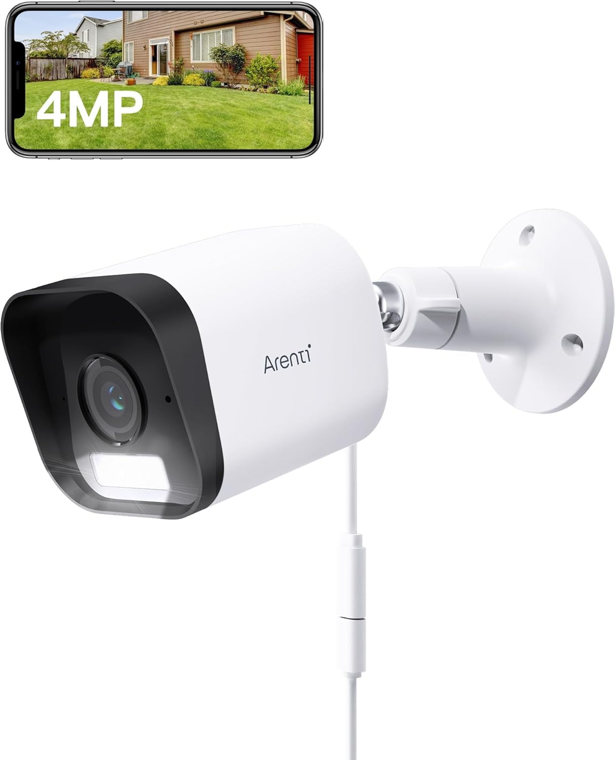Arenti 4MP White Wireless Outdoor Security Camera with Night Vision