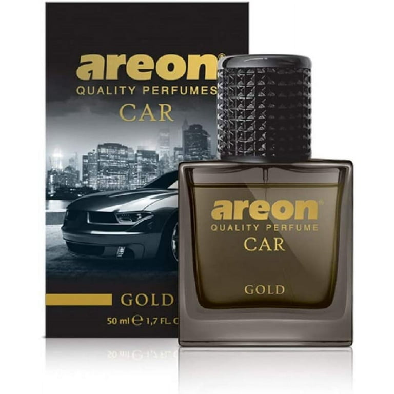 AREON Car Perfume Gold - Air Freshener in Glass Bottle - Luxury Odor  Eliminator Spray with Absorber Hanging Pad - Unique Fragrance &  Long-Lasting