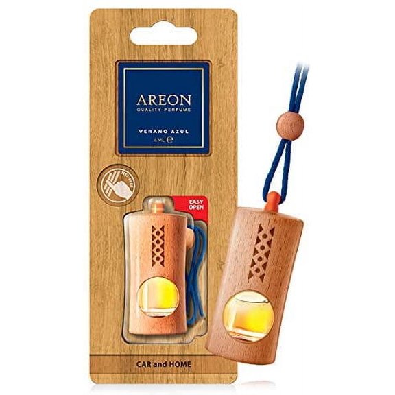 AREON Fresco FGP01 Premium I Natural Wood Oil Car Hanging Air Freshener, Verano Azul