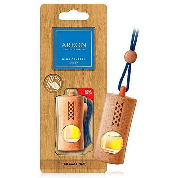 AREON Fresco FGP03 Premium I Natural Wood Oil Car Hanging Air Freshener, Blue Crystal (Pack of 3)