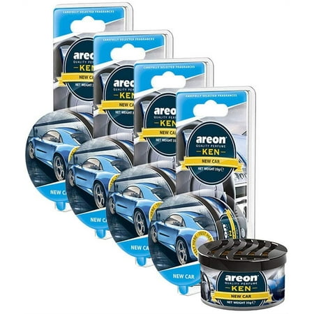 AREON Ken 1.23 oz. Canister Car Air Freshener in a Can New Car | 4-Pack