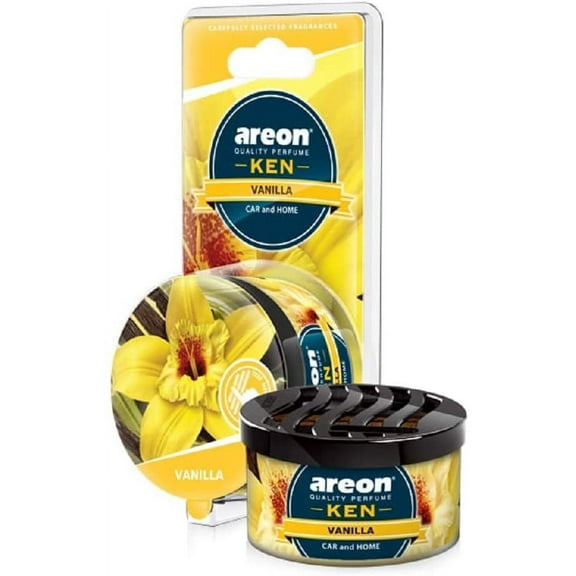 AREON Ken 1.23 oz. Canister Car Air Freshener in a Can Vanilla |4-Pack