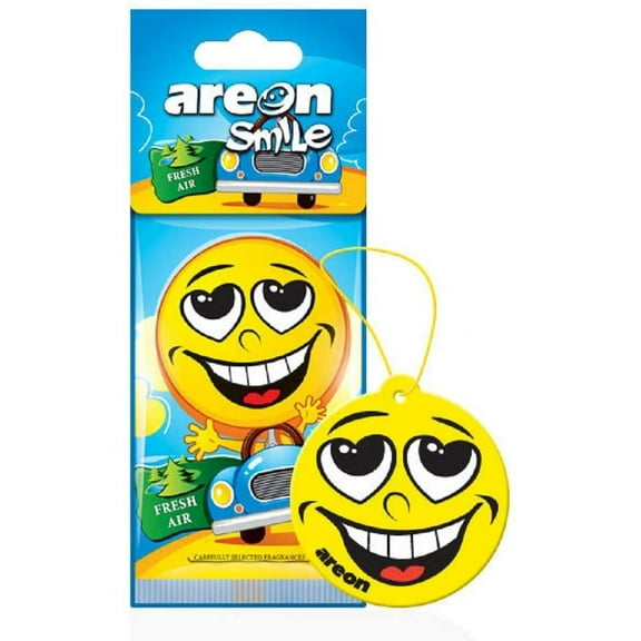 AREON Smile I Emoji Design Hanging Car Air Freshener, Fresh Air (Pack of 12)