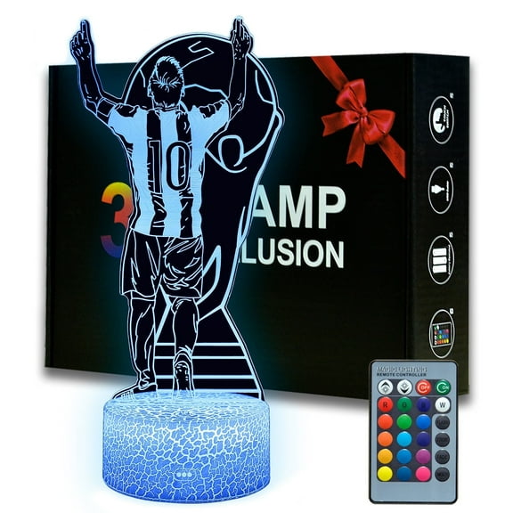 ARERG Soccer LED Night Light, 16 Color Changing NO.10 Soccer Figurine Decor Lamp