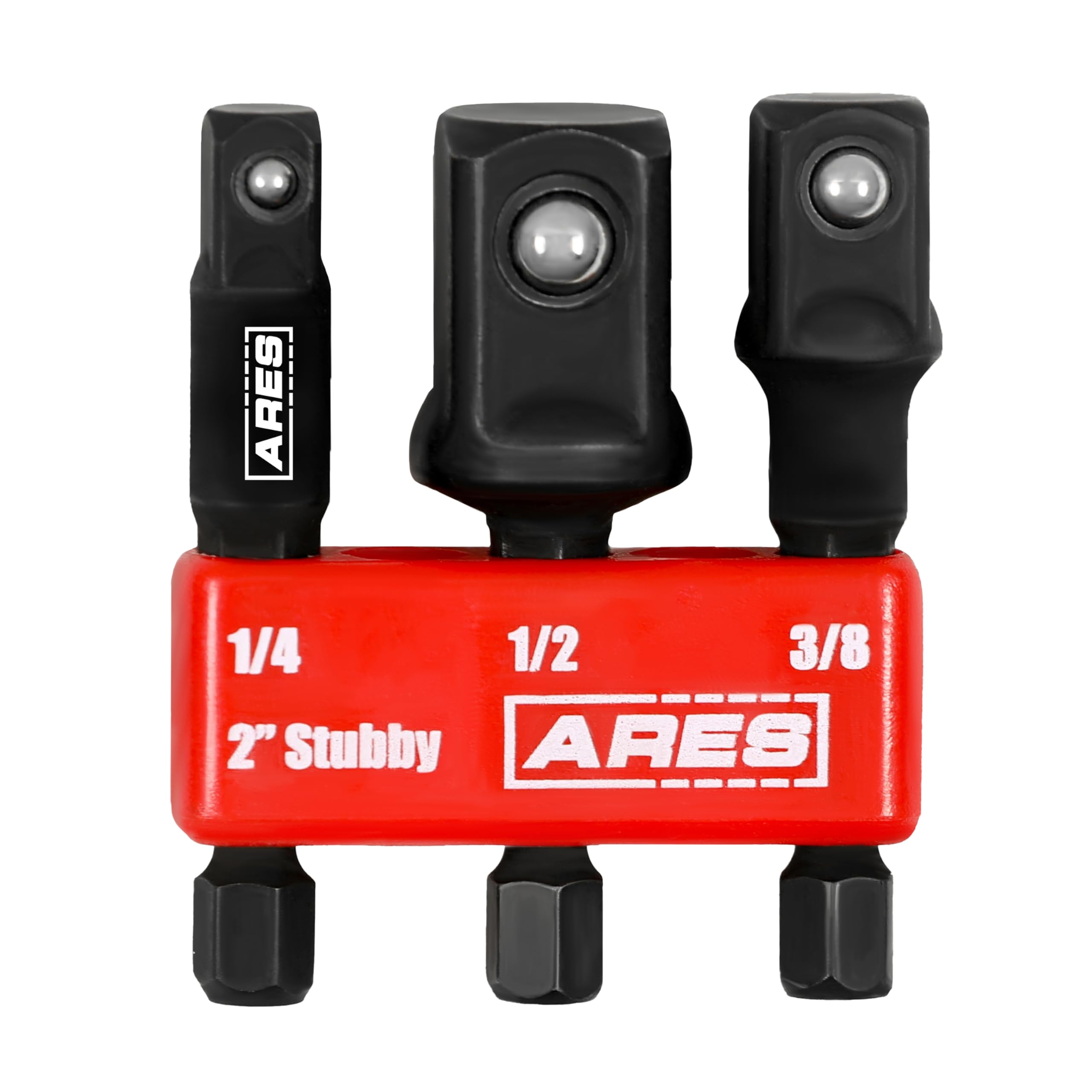 ARES 4-teiliges Steckschlüssel-Adapter-Set – Reduzierstücke & Adapter Für 1/4, 3/8 & 1/2 Zoll Antrieb, Aus Chrom-Vanadium-Stahl