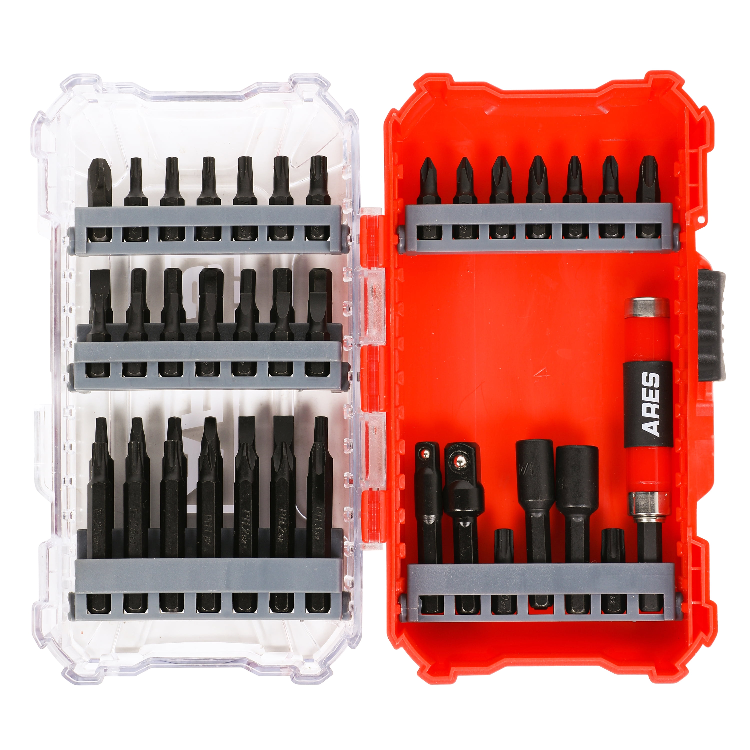 ARES 31019 49 Piece Impact Driver Bit Set Set Includes Phillips Slotted Square Hex and Torx Bits Premium S2 Steel Construction Walmart