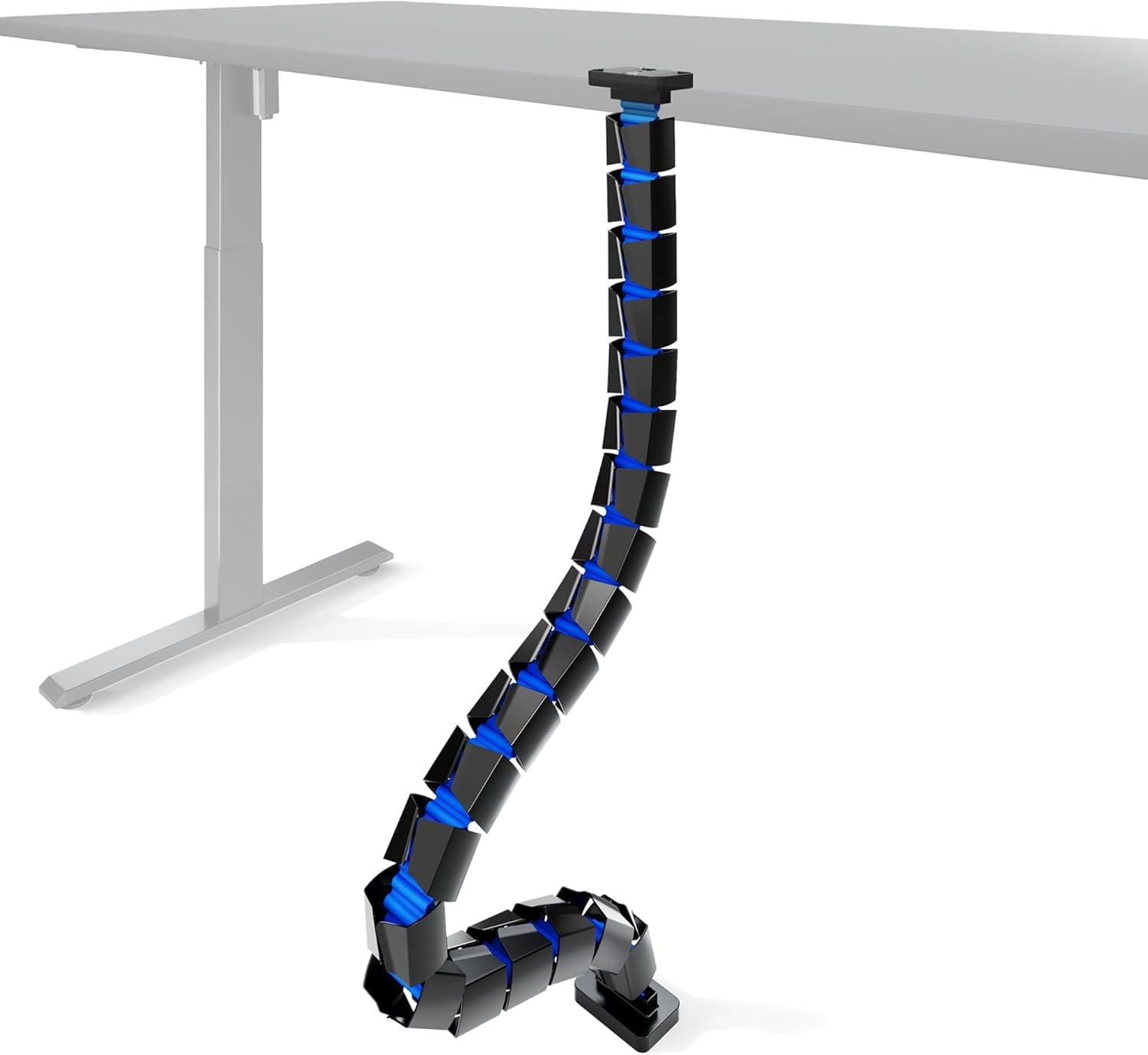 ARES WING Under Desk Cable Management Spine, Magnetic Vertebrae Cable Management for Standing Desk, Length Adjustable Cord Organizer with 20 Modular Vertebrae for Office and Gaming Desks, Blue