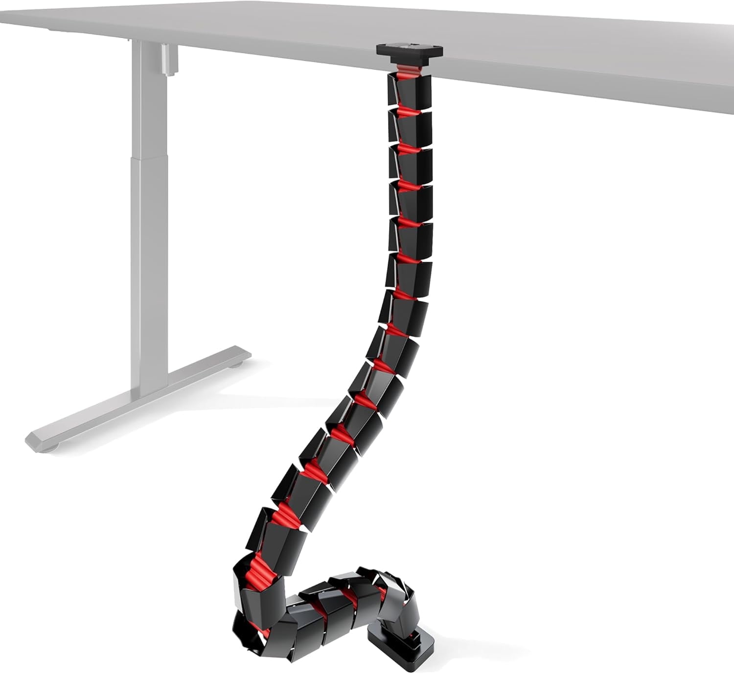 ARES WING Under Desk Cable Management Spine, Magnetic Vertebrae Cable Management for Standing Desk, Length Adjustable Cord Organizer with 20 Modular Vertebrae for Office and Gaming Desks, Red