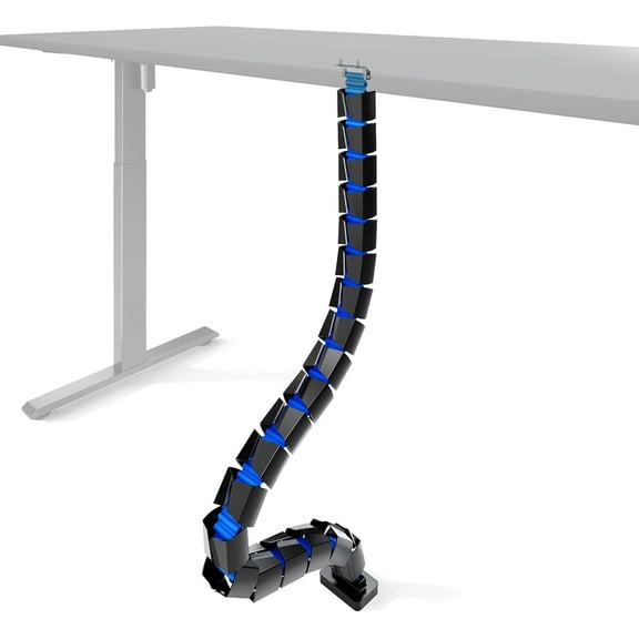 ARES WING Under Desk Cable Management Spine, Screw On Vertebrae Cable Management for Standing Desk, Length Adjustable Cord Organizer with 20 Modular Vertebrae for Office and Gaming Desks, Blue