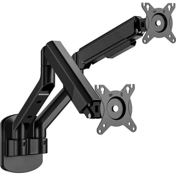 ARES WING Dual Monitor Wall Mount for 17-35" Screens, Heavy Duty Ultrawide Monitor Arm, Fully Adjustable VESA 75/100 Monitor Wall Mount, Black