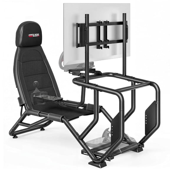 ARES WING F1 GT Sim Racing Cockpit Stand with Seat, Adjustable Racing Simulator Rig with Gear Shift & Monitor Mount, Compatible with Logitech, Thrustmaster, Fanatec, Moza, PC, PS5 & Xbox