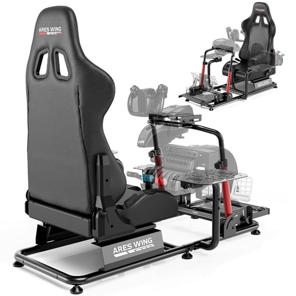 ARES WING Flight and Racing Simulator Cockpit with Adjustable Seat, Fanatec Thrustmaster Logitech MOZA VKB Compatible, for PS5 PS4 Xbox PC