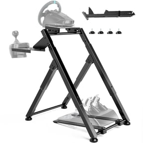 ARES WING Foldable Racing Wheel Stand for Logitech G29 G920 G923, Adjustable Sim Racing Cockpit with Shifter Mount for Fanatec Thrustmaster Moza