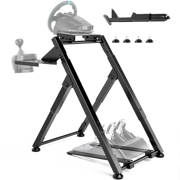 ARES WING Foldable Racing Wheel Stand for Logitech G29 G920 G923, Adjustable Sim Racing Cockpit with Shifter Mount for Fanatec Thrustmaster Moza