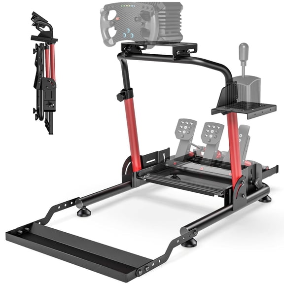 ARES WING Foldable Sim Racing Wheel Stand, Adjustable Racing Simulator Stand with Chair Fixing Slot, Formula & GT