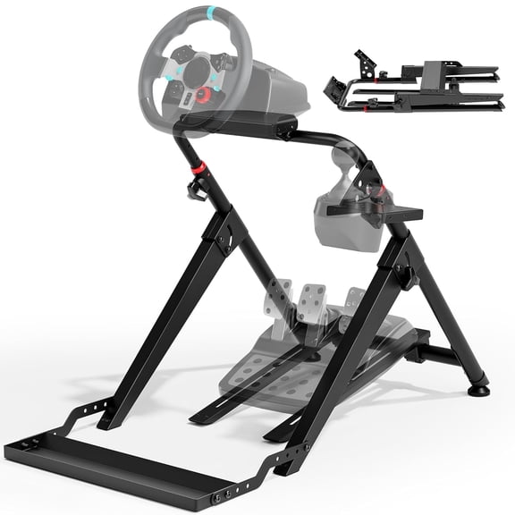 ARES WING Foldable Sim Racing Wheel Stand with Chair Fixing Slot, Racing Simulator Cockpit for Formula & GT, Compatible with Fanatec Thrustmaster Logitech Moza, for PS5 PS4 Xbox PC