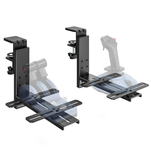 ARES WING HOTAS Desk Mount Set for Flight Sim Controls, Adjustable Joystick and Throttle Mount, Compatible with Logitech X52/X52 Pro/X56, Thrustmaster HOTAS, VKB Gladiator NXT, VPC, 2-Pack