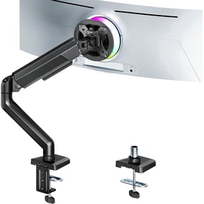 ARES WING Heavy Duty Single Monitor Arm - Fully Adjustable Monitor Mount for 17"-40" Ultrawide Screens up to 26.4 lbs with Clamp/Grommet Desk Mount, 75/100 Vesa Mount, Black