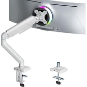ARES WING Heavy Duty Single Monitor Arm - Fully Adjustable Monitor Mount for 17-40 Ultrawide Screens up to 26.4 lbs with Clamp/Grommet Desk Mount, 75/100 Vesa Mount, White