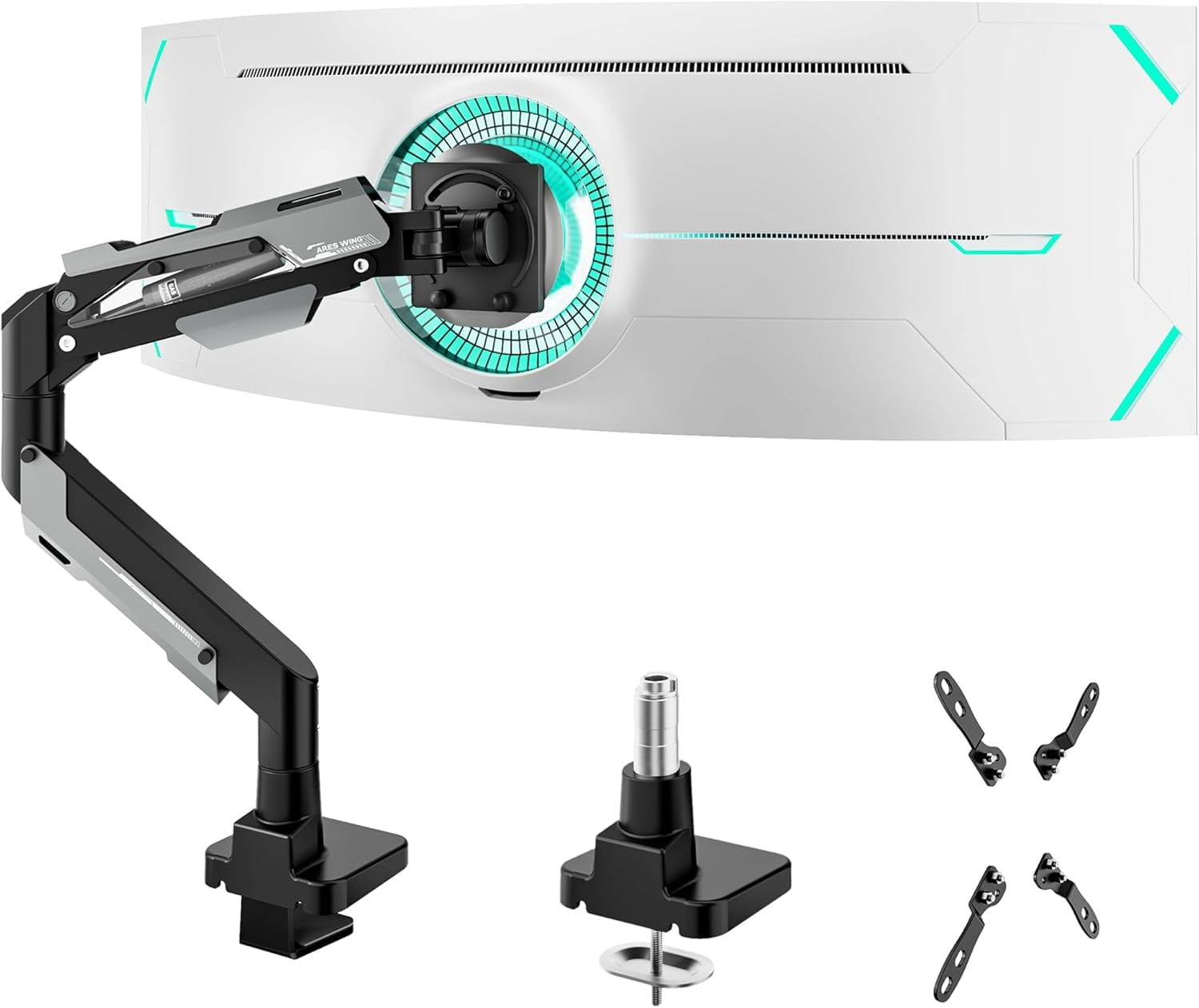 ARES WING Heavy Duty Single Monitor Arm - Gas Spring Aluminum Monitor ...