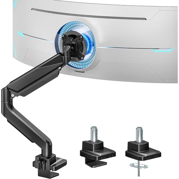 ARES WING Height Adjustable Monitor Arm, Heavy Duty Desk Mount for 13-49 in Monitors, 40 lb, Vesa 75/100, Black