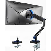 ARES WING Monitor Arm for 17-49 Ultrawide Screens, Heavy Duty Single Monitor Mount Holds up to 44 lbs, Fully Adjustable Mechanical Spring Monitor Arm with Clamp/Grommet Base, Black