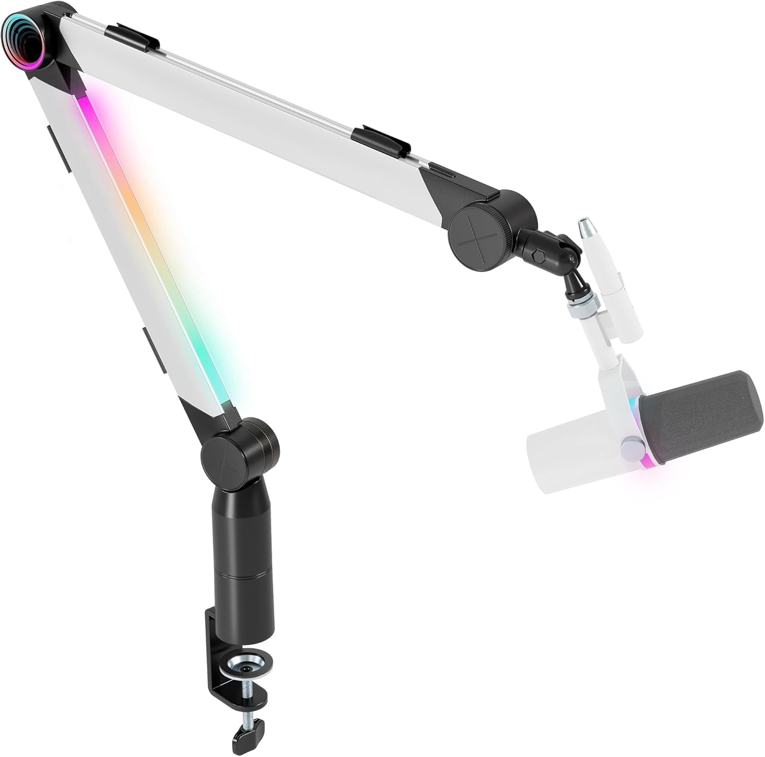ARES WING RGB Microphone Boom Arm with Volume Control Knob, Adjustable Aluminum Mic Arm Desk Mount, 3/8” to 5/8” Adapter, Suspension Scissor Stand for Gaming, Streaming, Podcasting