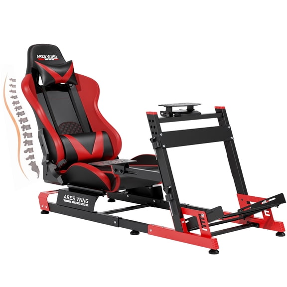ARES WING Racing Simulator Cockpit with Adjustable Seat & Shifter Mount, Heavy Duty Sim Racing Rig Compatible with Logitech, Fanatec, Thrustmaster for PS5, Xbox & PC