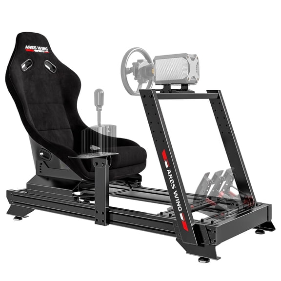 ARES WING Racing Simulator Cockpit with Racing Seat, Fully Adjustable Aluminum Simulator Frame Compatible with Logitech G29 G920 G923, Thrustmaster, Fanatec, Moza Wheel & Pedals
