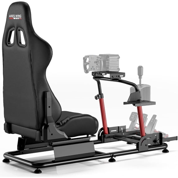 ARES WING Racing Simulator Cockpit with Seat, Adjustable Sim Racing Cockpit Compatible with Logitech, Thrustmaster, Fanatec & Moza, Steel Frame Racing Simulator