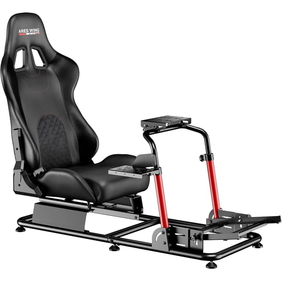 ARES WING Racing Simulator Cockpit with Adjustable Seat, Sim Racing Rig Compatible with Logitech, Fanatec, Thrustmaster, Moza for PS5, Xbox & PC