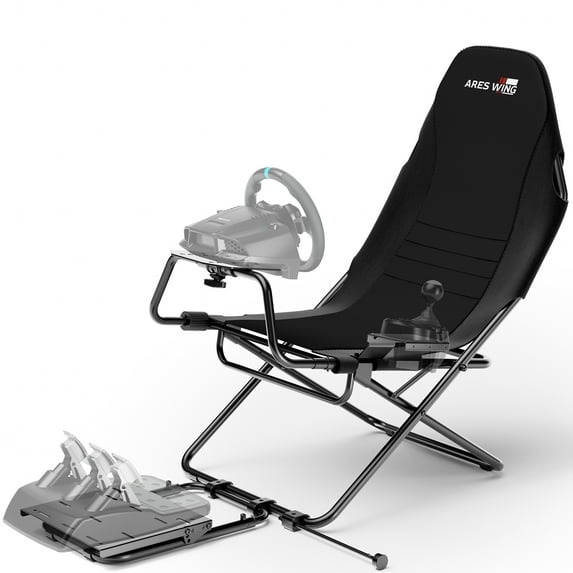 ARES WING Racing Simulator Cockpit with Foldable Gaming Chair Fit Logitech Thrustmaster Xbox