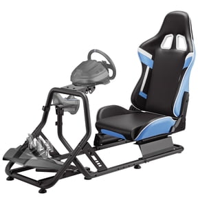 ARES WING Racing Simulator Cockpit with Seat, Adjustable Sim Racing Cockpit Compatible with Logitech, Thrustmaster, Fanatec, Moza, for PS5, PS4, Xbox and PC, Blue