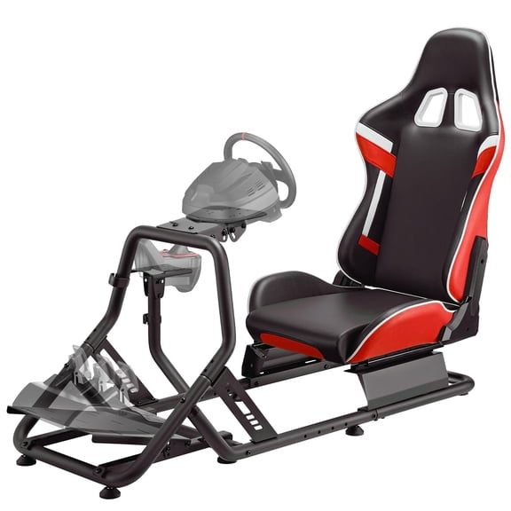 ARES WING Racing Simulator Cockpit with Seat, Adjustable Sim Racing Cockpit Compatible with Logitech, Thrustmaster, Fanatec, Moza, for PS5, PS4, Xbox and PC, Red