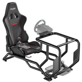 ARES WING Sim Racing Cockpit Stand with Reclining PVC Leather Seat, Adjustable Racing Simulator Rig with Shifter Mount, Compatible with Logitech, Thrustmaster, Fanatec, Moza, PC, PS5 & Xbox