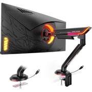 ARES WING Single Monitor Mount with RGB for 24 57 Ultrawide Screens, Heavy Duty Gaming Monitor Arm Holds Up to 60 lb, Fully Adjustable Tilt, Swivel & Rotation, VESA 75x75 to 200x200, Clamp & Gromme