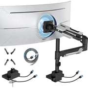 ARES WING CoreArm Monitor Arm with USB for 24-57 Ultrawide Screens, Heavy Duty Desk Mount Holds 66 lb, VESA 75x75 100x100 200x200, Black