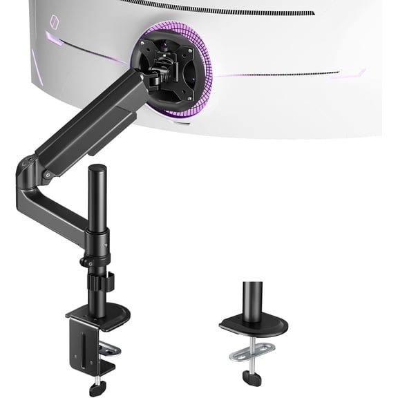 ARES WING Single Monitor Arm Desk Mount for 17"-40" Ultrawide Screens, Heavy Duty Adjustable Monitor Mount Holds up to 26.4 lb, Gas Spring Computer Monitor Arm with Clamp & Grommet Base, VESA 75/100