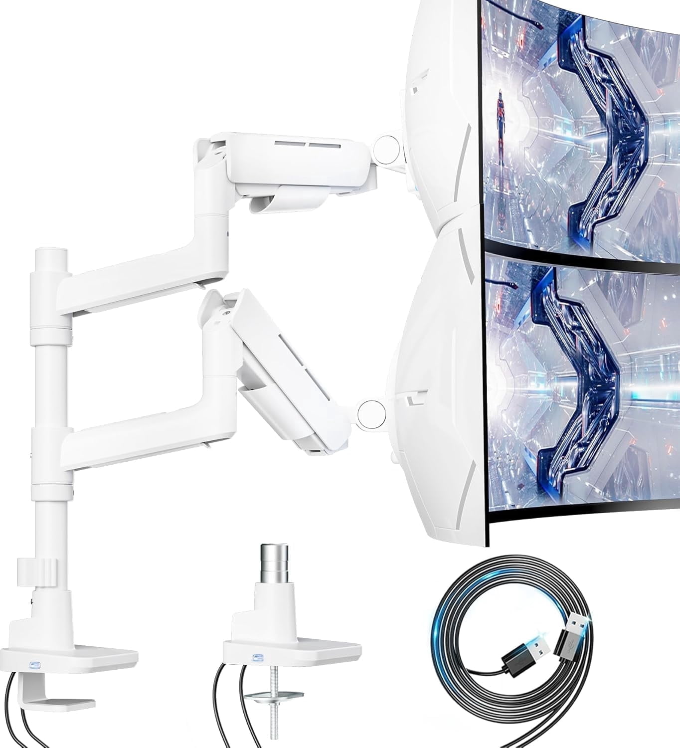 Multi Monitor Mount Stacking ARES WING Dual Monitor Mount with USB for 17–49