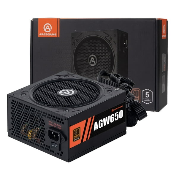 ARESGAME 650W Power Supply, 80  Bronze Certified Semi-modular ATX PSU (AGW650, Semi-modular)