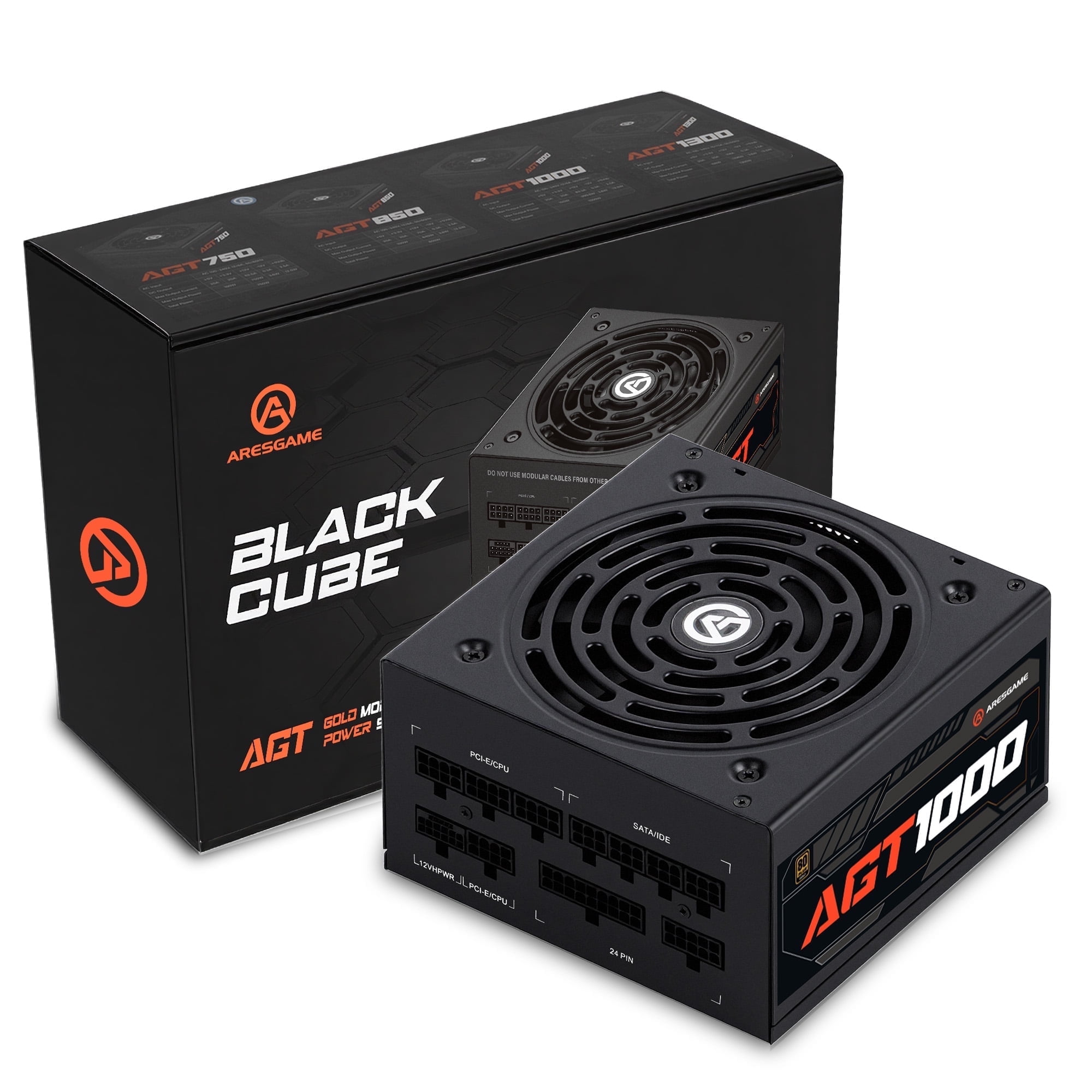 ARESGAME Power Supply 1000W, 80+ Gold Certified, Fully Modular, ATX Gaming PSU, 10 Year Warranty (AGT1000)