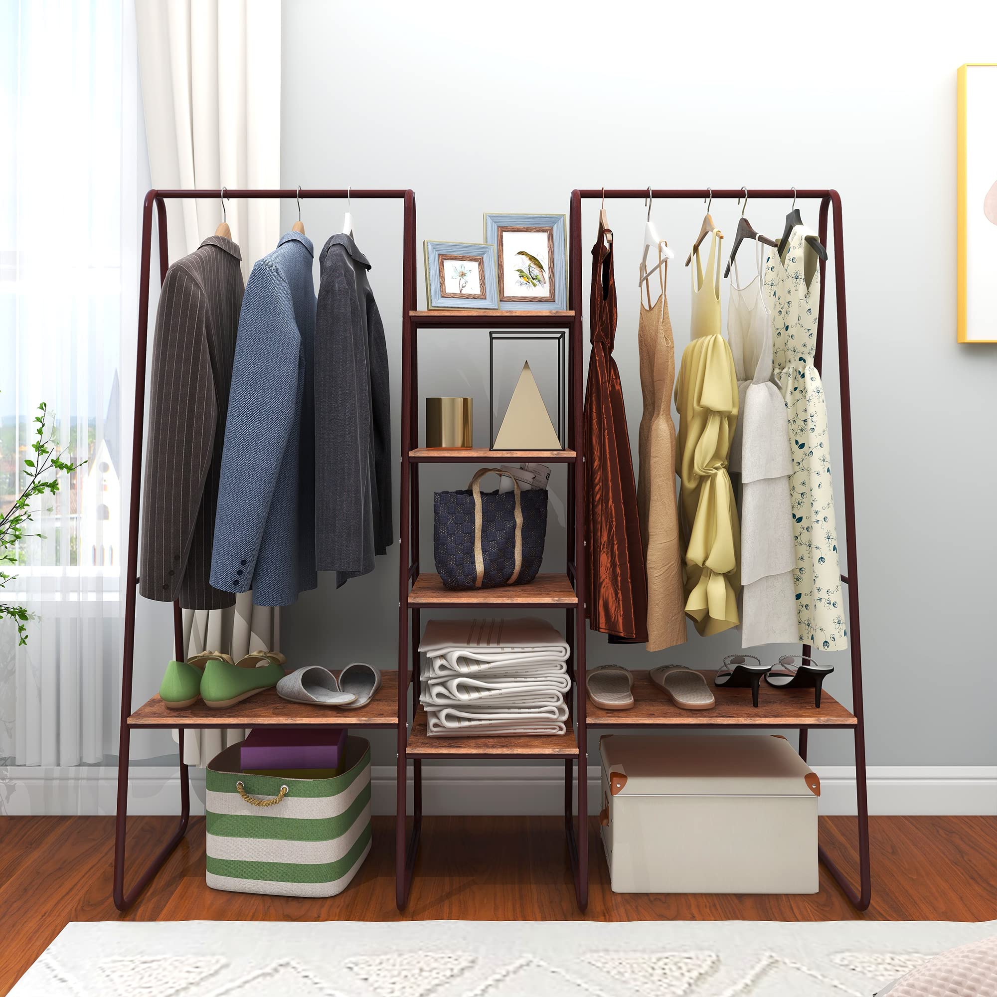 ARFARLY Metal Clothes Rack,Closet Organizer Heavy Duty Clothing Rack