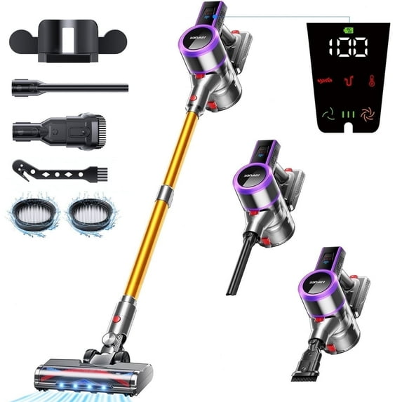 ARFUEE Cordless Vacuum Cleaner, 40KPa/55Mins Lightweight Stick Vacuum, LED Display/1.5L Cup for Pet Hair Carpet Hard Floor Home