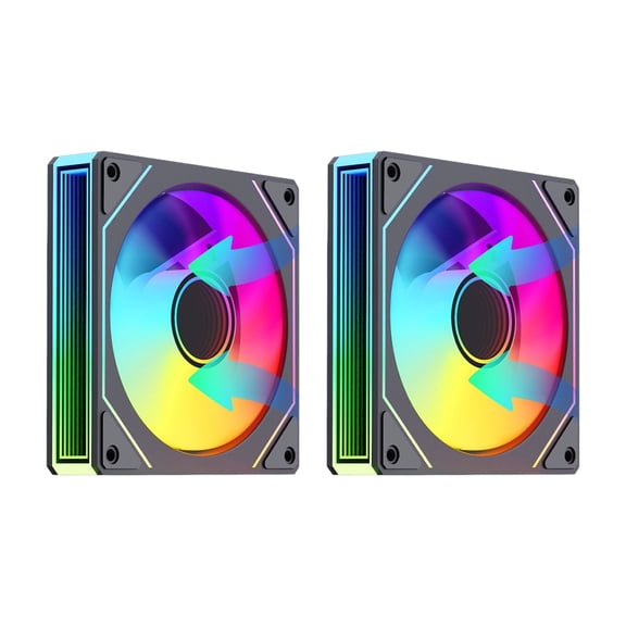 ARGB Computer Case Fan 120mm PWM 2-Pack for Radiator and Setups, Hydraulic Bearing for Build Upgrades