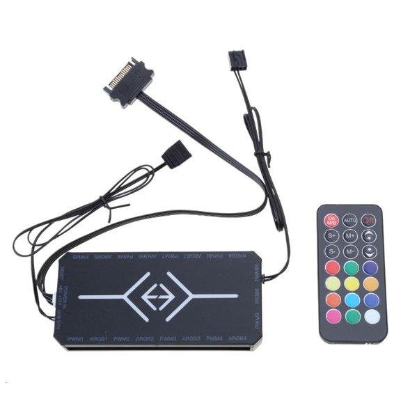 ARGB Controller 4Pin PWM 5V 3Pin ARGB Cooling Fan Remote Control for Case
