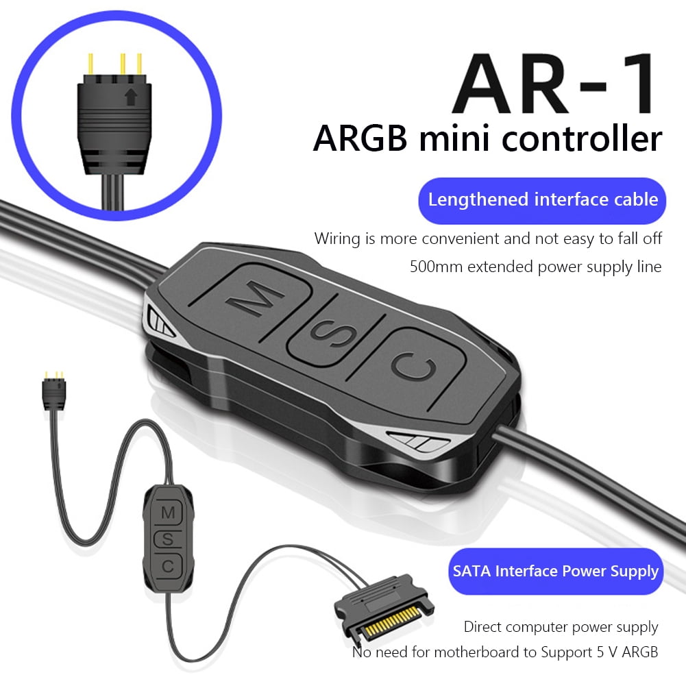 ARGB Controller Lengthen Cable Wide Compatibility 5V 3 Pin to SATA Power Supply Mini RGB