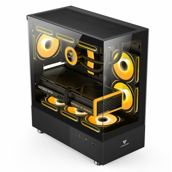 ARGB Micro ATX Gaming Glass Panel Computer PC Case AMD Intel Mid-Tower M-ATX ITX- Black Color