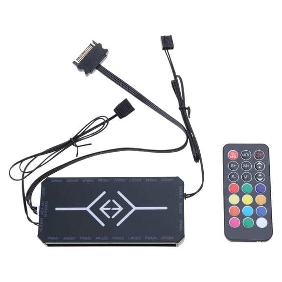 ARGB Controller 4Pin PWM 5V 3Pin ARGB Cooling Fan Remote Control for Case Chassis Radiator 5V ARGB Cooling Fan Adapter