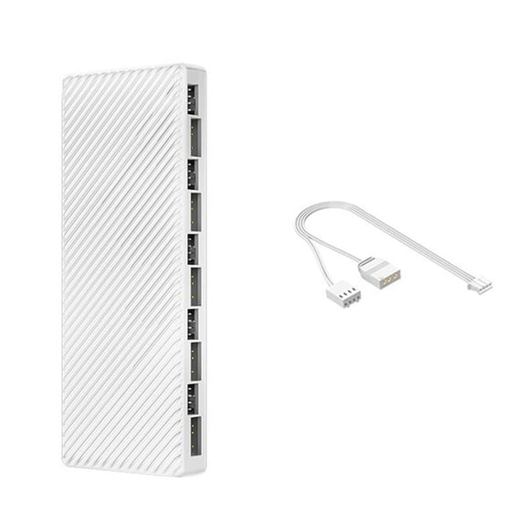 ARGB/PWM Hub Dual 10 Expansion Ports ARGB Controller 2 in 1 Fan HUB Adapter for Case Fan White,1 x PWM & ARGB Hub 1 x PWM & ARGB Cable,White